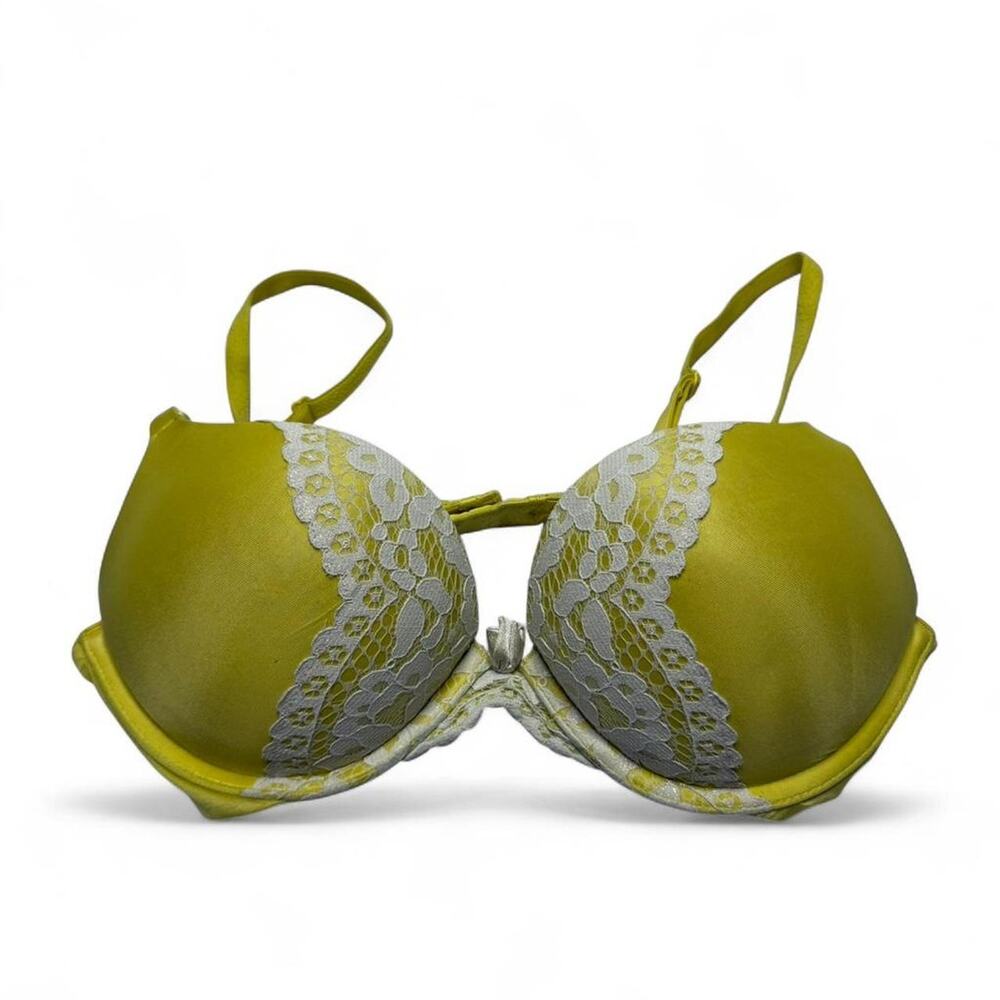 Victorias Secret Bomb She’ll Plunge Push Up Yellow Lace Bra Size 34B - Picture 5 of 8